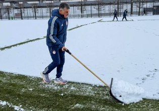 Έπος: Ο Μεντιλίμπαρ καθαρίζει το χιόνι πριν την προπόνηση του Ολυμπιακού στην Ολλανδία (pics, vid)