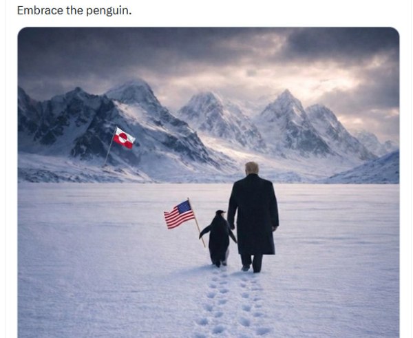 Τραμπ: Συνοδεία… πιγκουίνου οδεύει προς τη Γροιλανδία – Μπέρδεψε τα ημισφαίρια