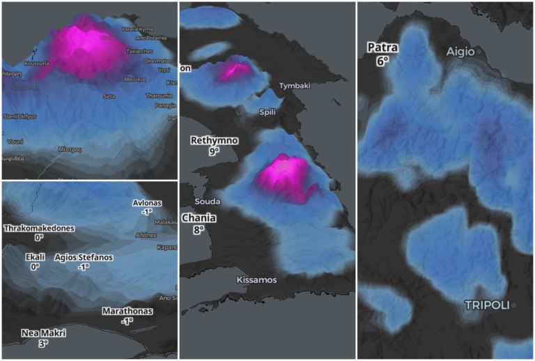 Καιρός: Εξαπλώνεται το κύμα ψύχους σε όλη τη χώρα – Χάρτες χιονόστρωσης και πολικές θερμοκρασίες