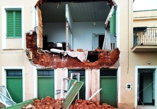 Σοκ στη Μεσσήνη: Κατέρρευσε ολόκληρη η πρόσοψη σπιτιού