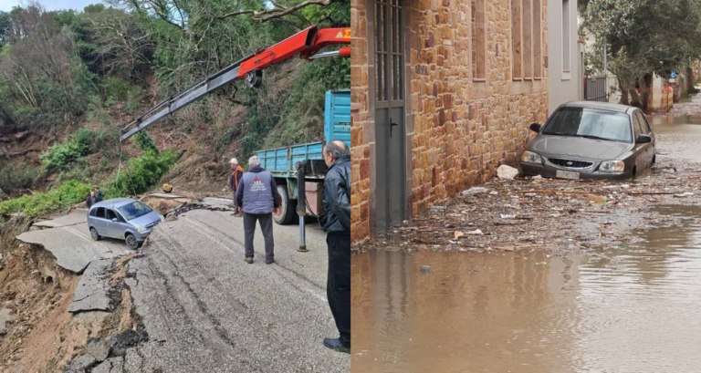 Κακοκαιρία: «Στο έλεος» της κακοκαιρίας βρέθηκε η χώρα – Καθιζήσεις, κατολισθήσεις και πλημμύρες