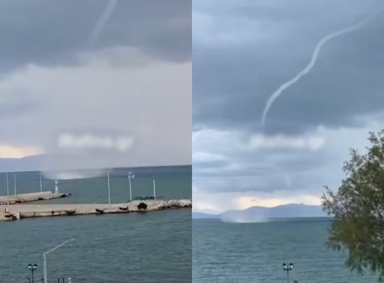 Εντυπωσιακό βίντεο: Υδροστρόβιλος σχηματίστηκε στη Ραφήνα