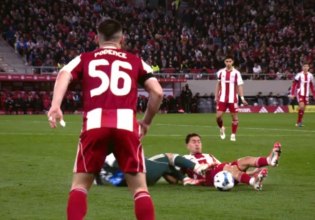 Πολύ σκληρό μαρκάρισμα του Καλάμπρια στον Έσε – Κίτρινη κάρτα έδειξε ο Λάμπρεχτς, παρά τις έντονες διαμαρτυρίες των «ερυθρόλευκων» για κόκκινη (vid)