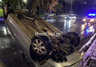 Θεσσαλονίκη: Σοβαρό τροχαίο με εκτροπή και ανατροπή Ι.Χ. αυτοκινήτου – Ένας τραυματίας στο νοσοκομείο