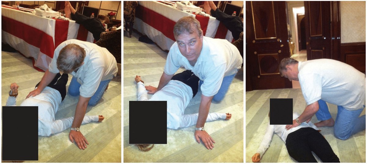 Άντριου Μαουντμπάτεν – Ουίνδσορ πάνω από σώμα γυναίκας σε φωτογραφία που ήρθε στο φως με τη δημοσιοποίηση των λεγόμενων αρχείων Έπσταϊν από το Υπουργείο Δικαιοσύνης των ΗΠΑ 