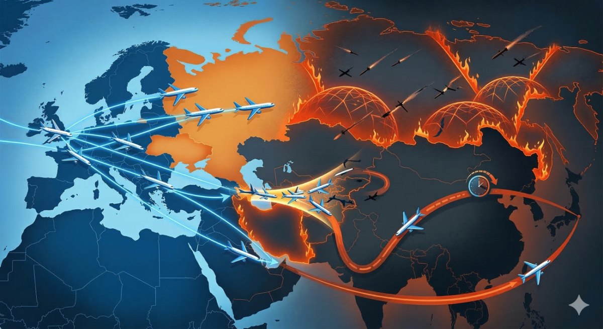 Οι ουρανοί «στενεύουν»: Πώς οι πόλεμοι αυξάνουν τη διάρκεια των πτήσεων