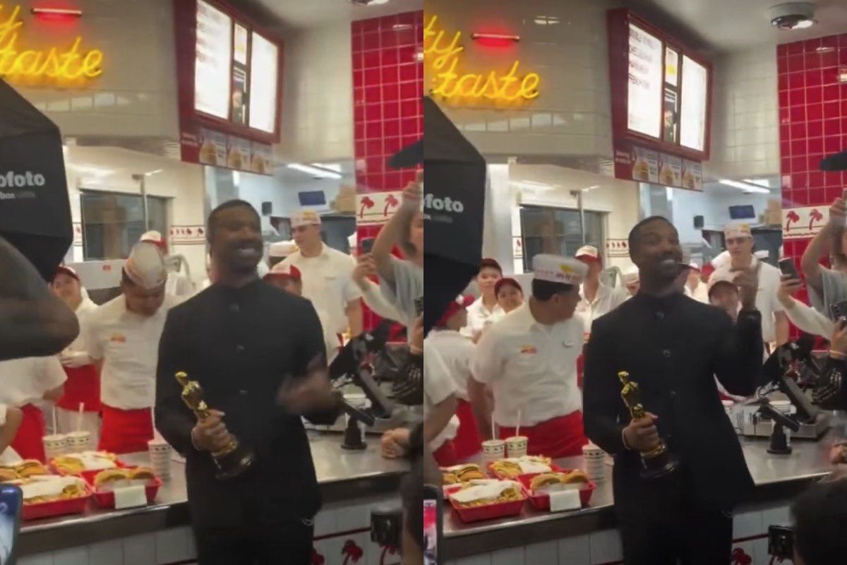 Ο Μάικλ Μπ. Τζόρνταν γιορτάζει τη νίκη του στα Όσκαρ με burger