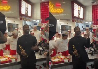 Ο Μάικλ Μπ. Τζόρνταν γιορτάζει τη νίκη του στα Όσκαρ με burger