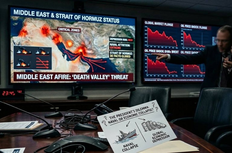 Μέση Ανατολή: H «κοιλάδα του θανάτου» και το μεγάλο δίλημμα Τραμπ: Οικονομική ή ναυτική κατάρρευση;