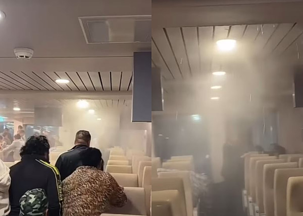 Νέες εικόνες μετά την ενεργοποίηση του συστήματος πυρόσβεσης στο «Νήσος Σάμος» – Γεμάτο σκουπίδια και νερά