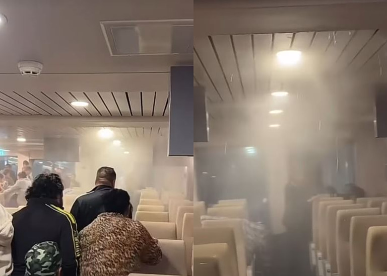 Νέες εικόνες μετά την ενεργοποίηση του συστήματος πυρόσβεσης στο «Νήσος Σάμος» – Γεμάτο σκουπίδια και νερά