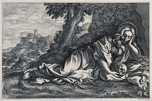 Η Μαρία Μαγδαληνή σε στάση μετάνοιας, με το βλέμμα στραμμένο σε ένα κρανίο / Wikimedia Commons