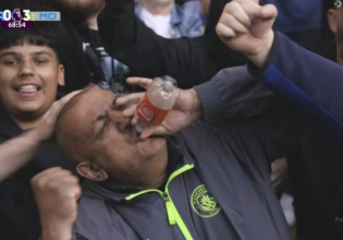 Οπαδός της Μάντσεστερ Σίτι τρόλαρε πίνοντας από μπουκάλι… Άρσεναλ! (vid, pics)