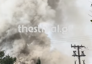 Φωτιά σε εταιρεία ανακύκλωσης στην Θεσσαλονίκη – «Κλείστε πόρτες και παράθυρα»