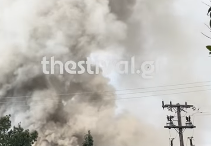 Φωτιά σε εταιρεία ανακύκλωσης στην Θεσσαλονίκη – «Κλείστε πόρτες και παράθυρα»
