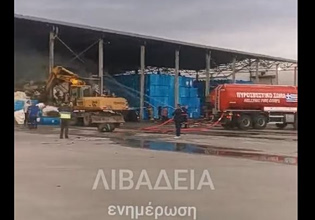 Φωτιά σε εργοστάσιο βάμβακος στη Λιβαδειά