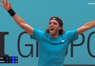 Σπουδαία ανατροπή για τον Τσιτσιπά και πρόκριση στον δεύτερο γύρο της Μαδρίτης