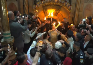 Με λαμπρότητα η τελετή αφής Αγίου Φωτός από τα Ιεροσόλυμα – Το απόγευμα η άφιξή του στην Αθήνα