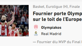 L’ Equipe: “Ο Φουρνιέ οδήγησε τον Ολυμπιακό στην κορυφή της Ευρώπης”