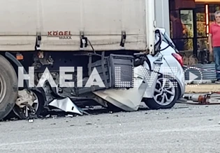 Σοκαριστικό τροχαίο με έναν νεκρό στη Ζαχάρω – Αυτοκίνητο «καρφώθηκε» σε νταλίκα