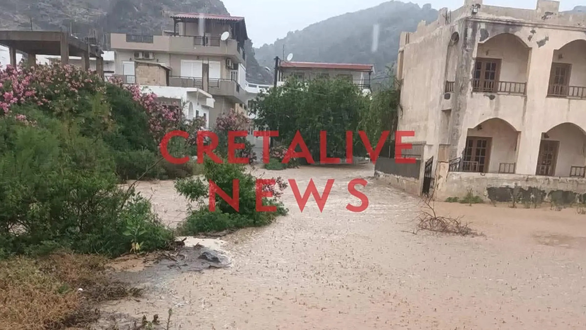 Κρήτη: «Ποτάμια» οι δρόμοι στο Ηράκλειο – Ζημιές και καταστροφές στον Τσούτσουρα