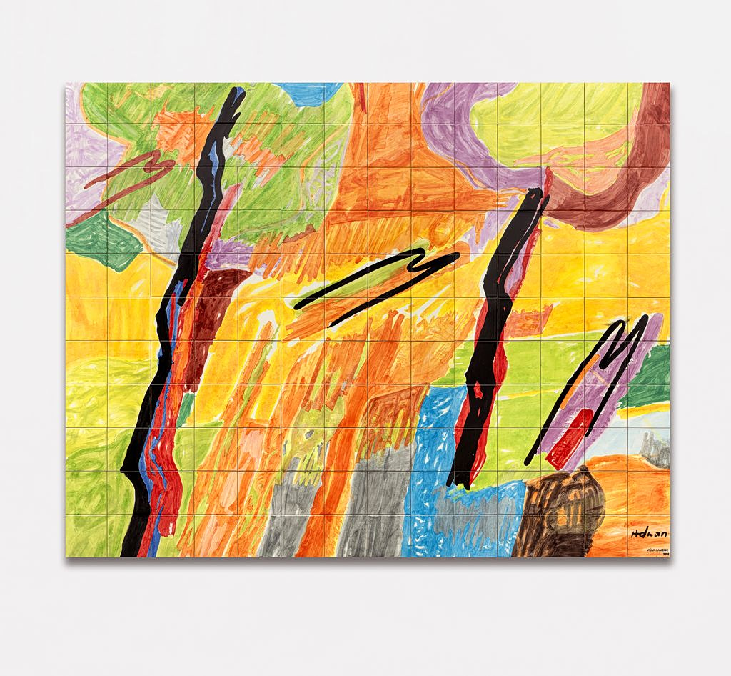 Etel Adnan, Parmi les tilleuls, 2021, Ceramic, 163,7 x 208,4 cm