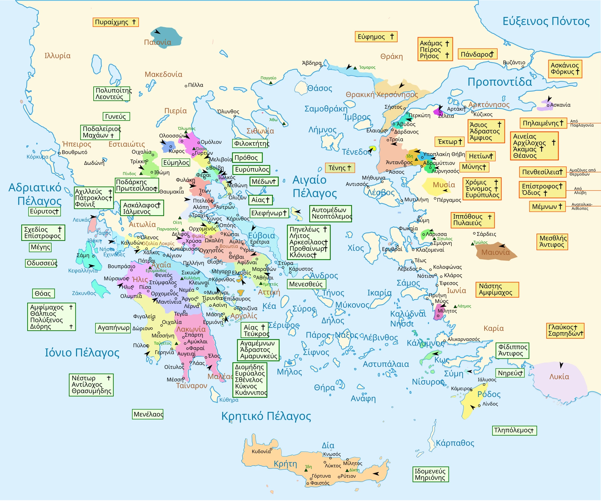 Χάρτης της Ελλάδας στο σύμπαν της Ιλιάδας