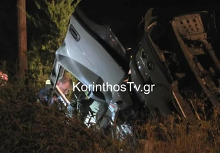 Ανατροπή νταλίκας στην Εθνική Οδό Κορίνθου-Πατρών – Νεκρός ο 52χρονος οδηγός