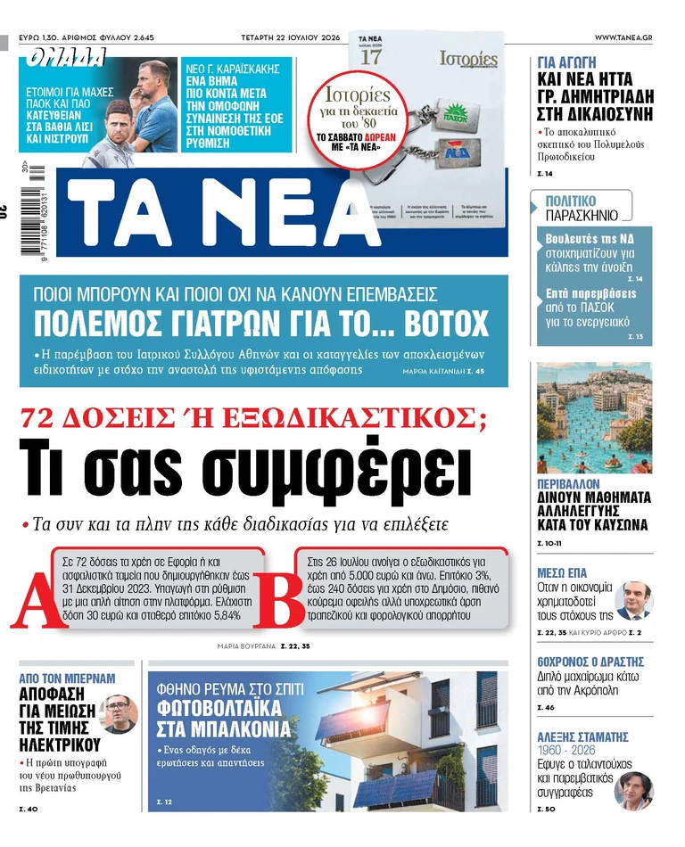 Στα «ΝΕΑ» της Τετάρτης: Τι σας συμφέρει